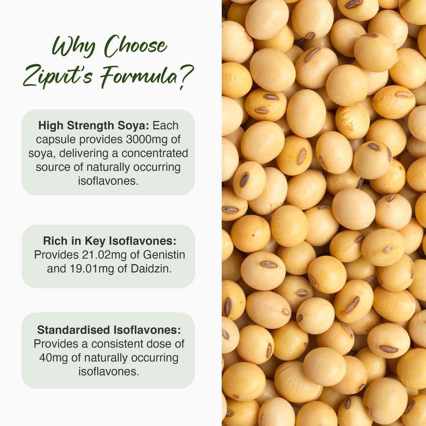 Zipvit SOYA Isoflavones 3,000mg, High Strength SOYA Bean Extract 40mg Isoflavones, 120 Vegan Capsules, 4 Months Supply