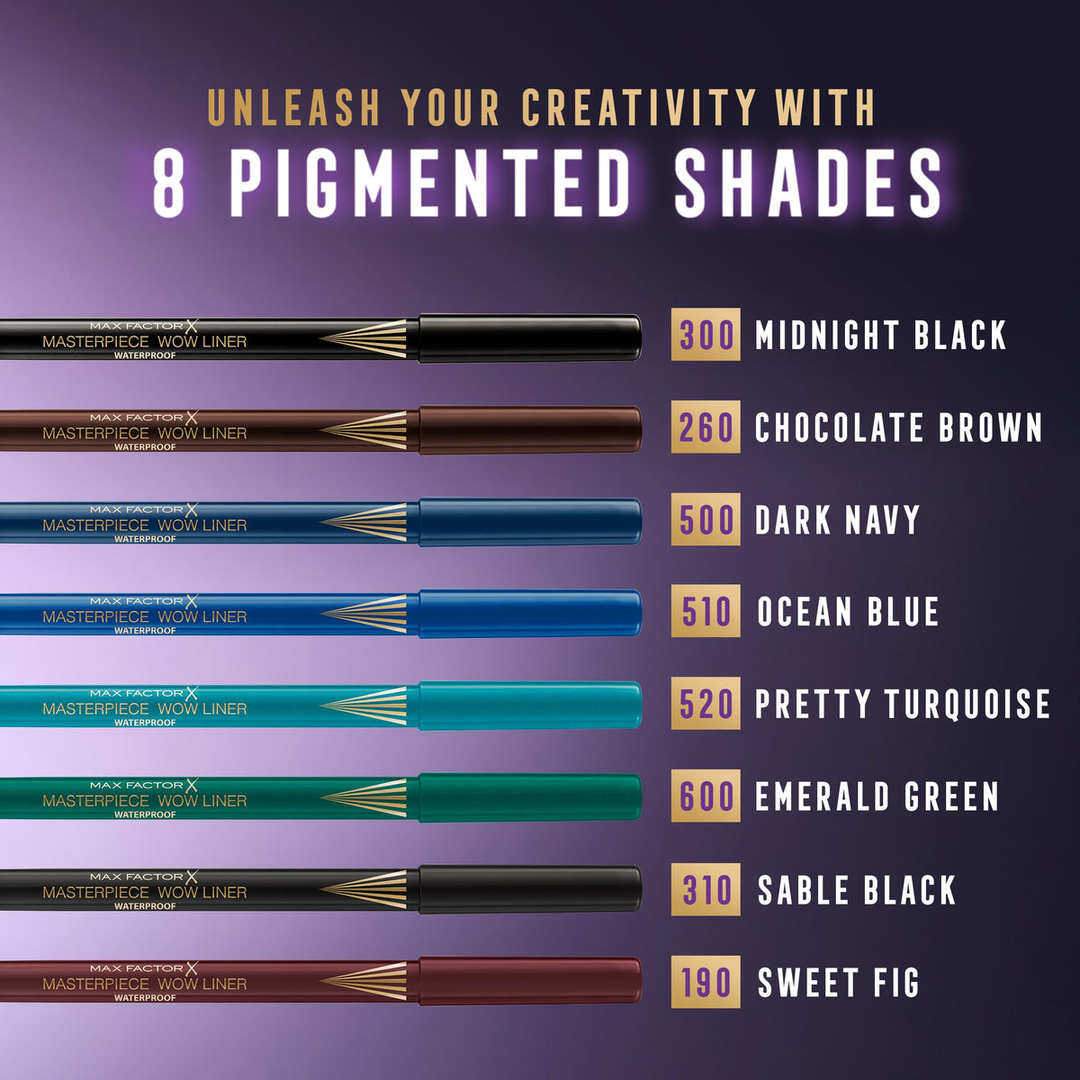Max Factor Masterpiece Wow Liner, 310 Sable Black, 24-Hour Wear Eyeliner, High Colour Payoff, Waterproof and Smudgeproof, Vegan