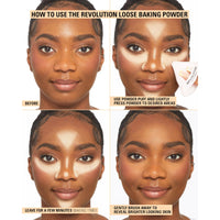 Revolution Beauty London, Loose Baking Powder, Prolongs Makeup Wear, Setting Deep Dark, For Dark Skin tones, 32g