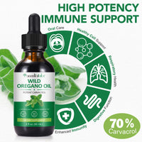 HEXIN 60ml Wild Oregano Oil Drops, with Potent Carvacrol, Mediterranean Wild Oregano Oil, Vegan Herbal Supplement for Immune and Digestive Support, Vegetarian, Non-GMO