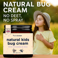 NaturallyMum NATURALLY MUM – Bug Cream for Kids & Babies [NATURAL & SAFE] – Skin Soothing Cream with Zinc - For Outdoors – Made in UK