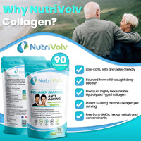 Nutrivolv Collagen Marine (1000mg) Supplement for Skin , Anti Ageing, Tissue, Joints, Bones & Muscles | 90 Multivitamin Capsules