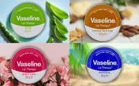 Generic Vaseline Lip Balm - Petroleum Jelly - Lip Therapy - Original, Coco Butter, Alo VeraAnd Rosy 20g Tin - Soothes Dry Lips - Pack Of 4