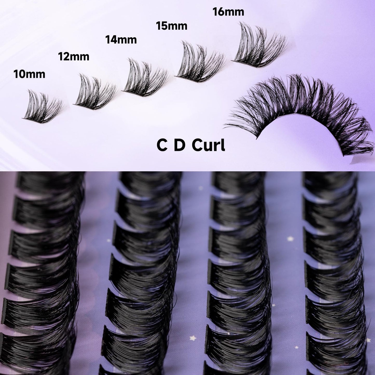 ocean pearl Individual Lashes Cluster Lashes D Curl 45 Clusters DIY False Eyelashes Individual Reusable Soft Natural Easy Fan Russian Lashes Eyelash Extensions Clear Glue 10-16mm
