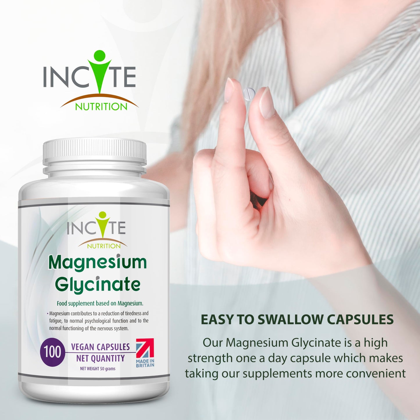 Magnesium Glycinate Supplements 500mg Premium Quality Natural High Strength 100 Vegan Capsules (3 Month Supply) with Highest Bioavailability