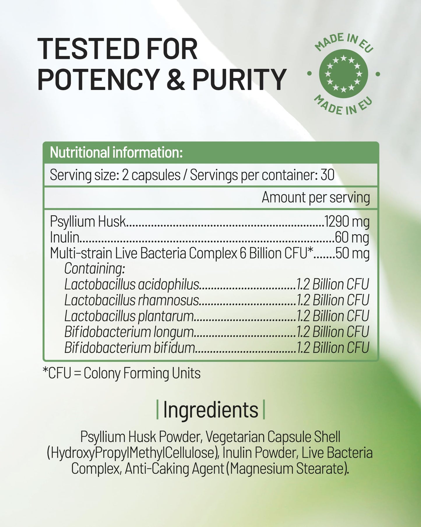 PharmaZen Psyllium Husk Capsules with Probiotics - Fibre Supplement Complex 1400mg - 60 Capsules - 6 Billion Probiotics 5 Strains