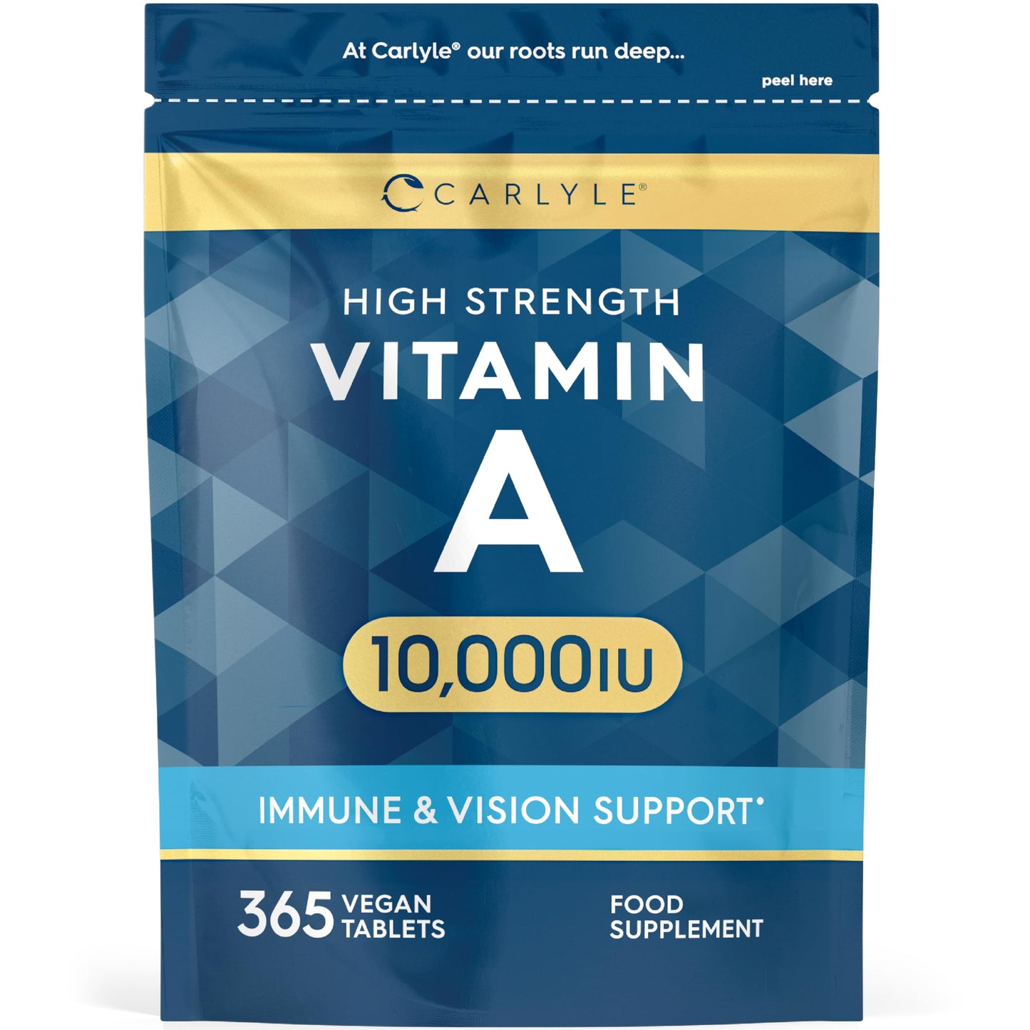 Vitamin A 10000 IU | 365 Tablets | Vitamin A as Retinol Acetate | High Strength | One Years Supply | Vegan and Vegatarian | by Carlyle