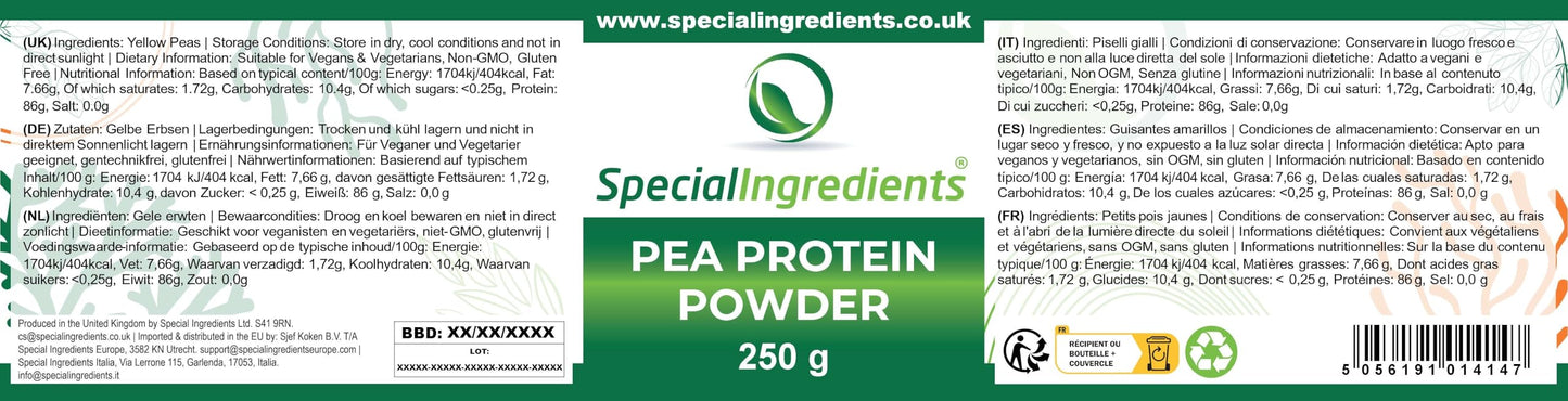 SPECIAL INGREDIENTS Pea Protein Powder 250g Premium Quality Vegan, Non-GMO, Gluten Free