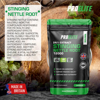 Stinging Nettle Root | 30 Capsules Vegan - 24:1 Extract 12,000mg Nettle Root per Capsule | High Strength Stinging Nettle Alternative to Powder NO Fillers & Binders | Made in UK by PROELITE