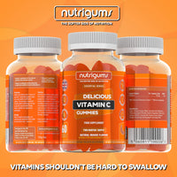 Vitamin C | 60 Orange Flavour Gummies | Two Month Supply | Immune, Energy & Collagen Formation Support | Vegan Suitable by NUTRIGUMS®