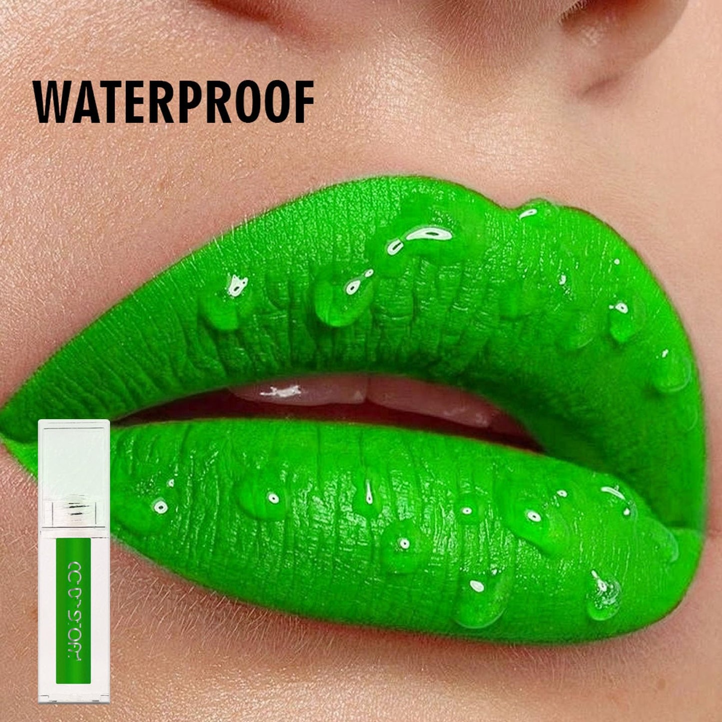 Matte Green Liquid Lipstick Long Lasting Waterproof Full-coverage Green Lip Gloss, Highly Pigmented Sweat-proof Face Body Paint for Christmas Easter Cosplay Makeup for Women
