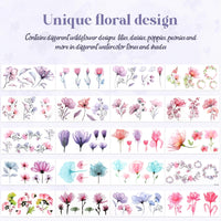 Jeffdad 20 Sheets Flowers Temporary Tattoos Stickers, Watercolor Floral Fake Tattoos for Women's Body Art Arm Back