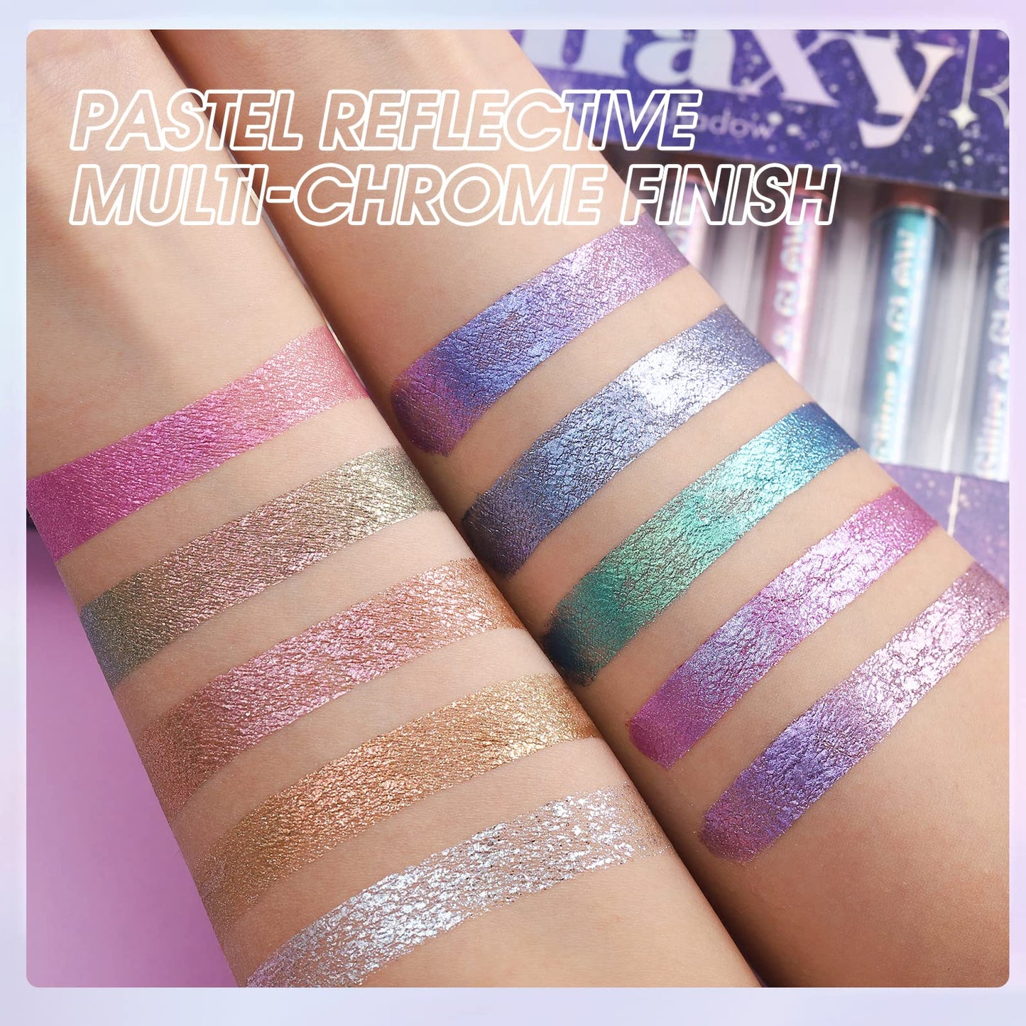 LANGMANNI 10 Pcs Liquid Glitter Eyeshadow Metallic Shimmer Glitter Eyeshadow Sweatproof Makeup Set, Matte Glitter Highly Pigmented Blending,Perfect For Woman & Girl (#B)