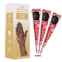 New Fashion House Organic Henna Mehindi XL Cones Ready to Use (Pack of 3) No Chemicals, No Dyes