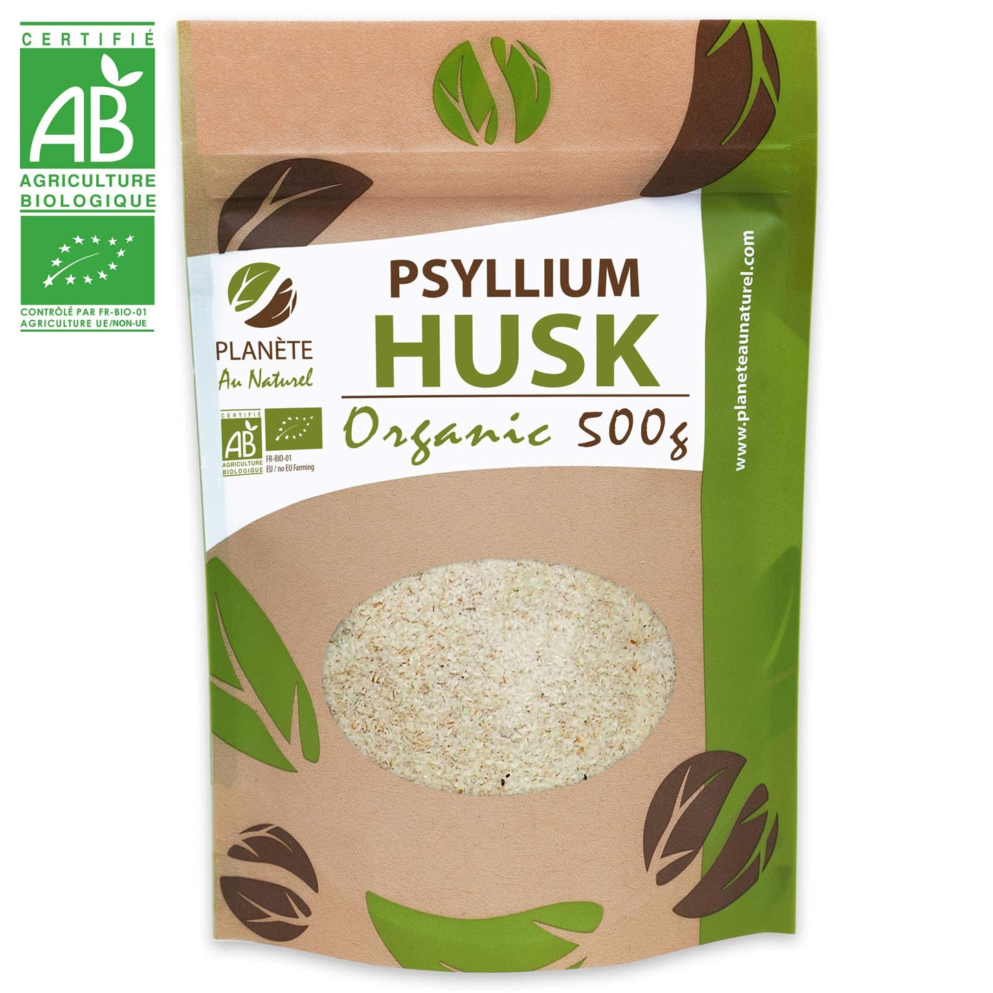 Planète au Naturel Organic Raw Psyllium Husk - 99% Pure Grade - Natural Fiber - 500 g