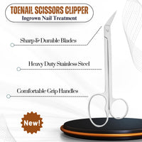 Asm Instruments ASM Toe Nail Scissors Clippers + Nail File with Pouch - Extra Long Handle Stainless Steel Toenail Scissor for Fingernail & Thick Ingrown Toenails Chiropody Podiatry Nail Clippers for Women & Men