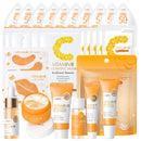 LAIKOU Skincare Set, Vitamin C Face Care Kit with Cleanser,Toner,Serum,Eye Cream,Moisturiser,SPF50 Sunscreen,Sheet,Eye,Lip & Clay Mask, Hydrating, Even Skin Tone, Travel Gift for Teen, Women & Men