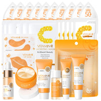 LAIKOU Skincare Set, Vitamin C Face Care Kit with Cleanser,Toner,Serum,Eye Cream,Moisturiser,SPF50 Sunscreen,Sheet,Eye,Lip & Clay Mask, Hydrating, Even Skin Tone, Travel Gift for Teen, Women & Men