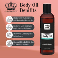 JAX OF LONDON Jax of London Perfume Inspired Body Oil 200ml – 100% Natural Ingredients – Vegan – Moisturising Oil for Skin Hair & Massage – Helps Improve Appearance of Stretch Marks – Inspired by Black Opium