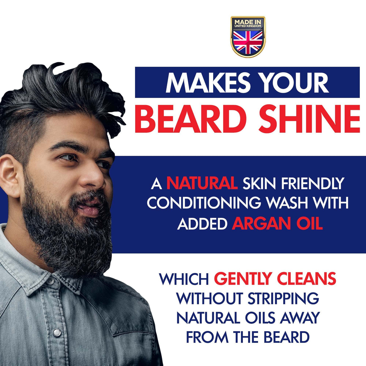 Gentlemans Face Care Club Beard Shampoo - Vegan Friendly Beard Wash & Conditioner For Men - Gently Nourish + Boost Growth With 200ml Organic Beard Softener For Men