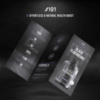 ALPHA01 Black Elderberry Extract Capsules - 1200mg - Wild European Sambucus Extract 10:1 for Immunity - Vegan, Non-GMO, Kosher, Gluten Free. 90 Vegan Capsules.