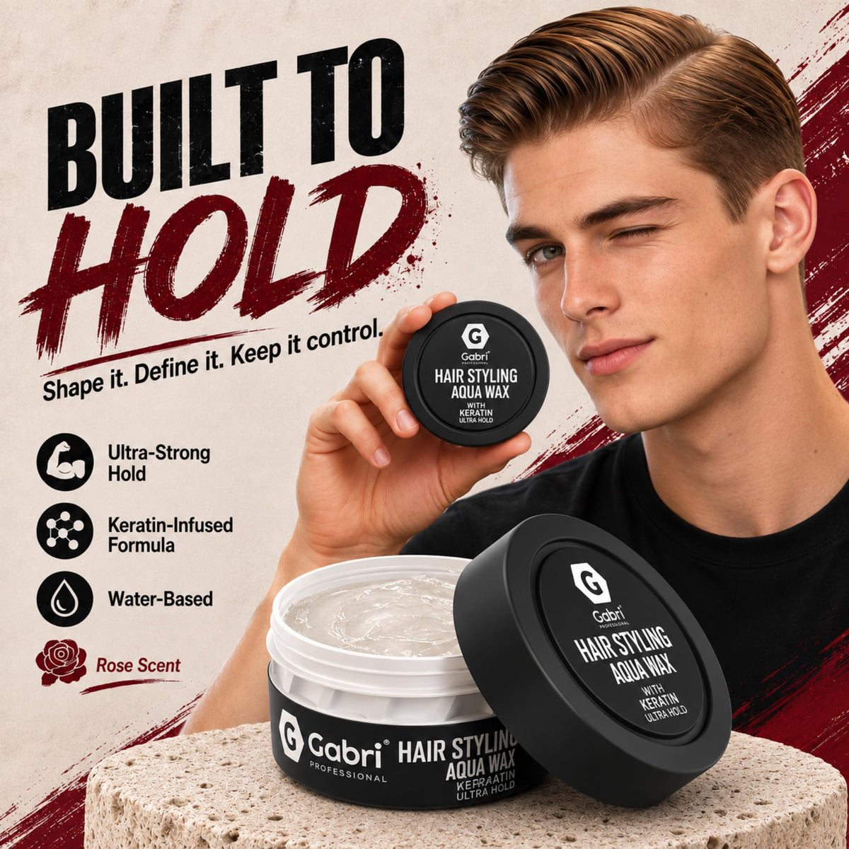 G Gabri Gabri Hair Styling Wax 150ml, Hair Gel Wax, Edge Control, Maximum Control and Long Lasting, Men & Women Hair Wax (Keratin Ultra Hold)