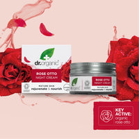 Dr. Organic Dr Organic Rose Otto Night Cream, Moisturising, Healthy-Aging, Wrinkles, Natural, Vegan, Cruelty-Free, Paraben & SLS-Free, Recycled & Recyclable, Certified Organic, 50ml, Packaging may vary