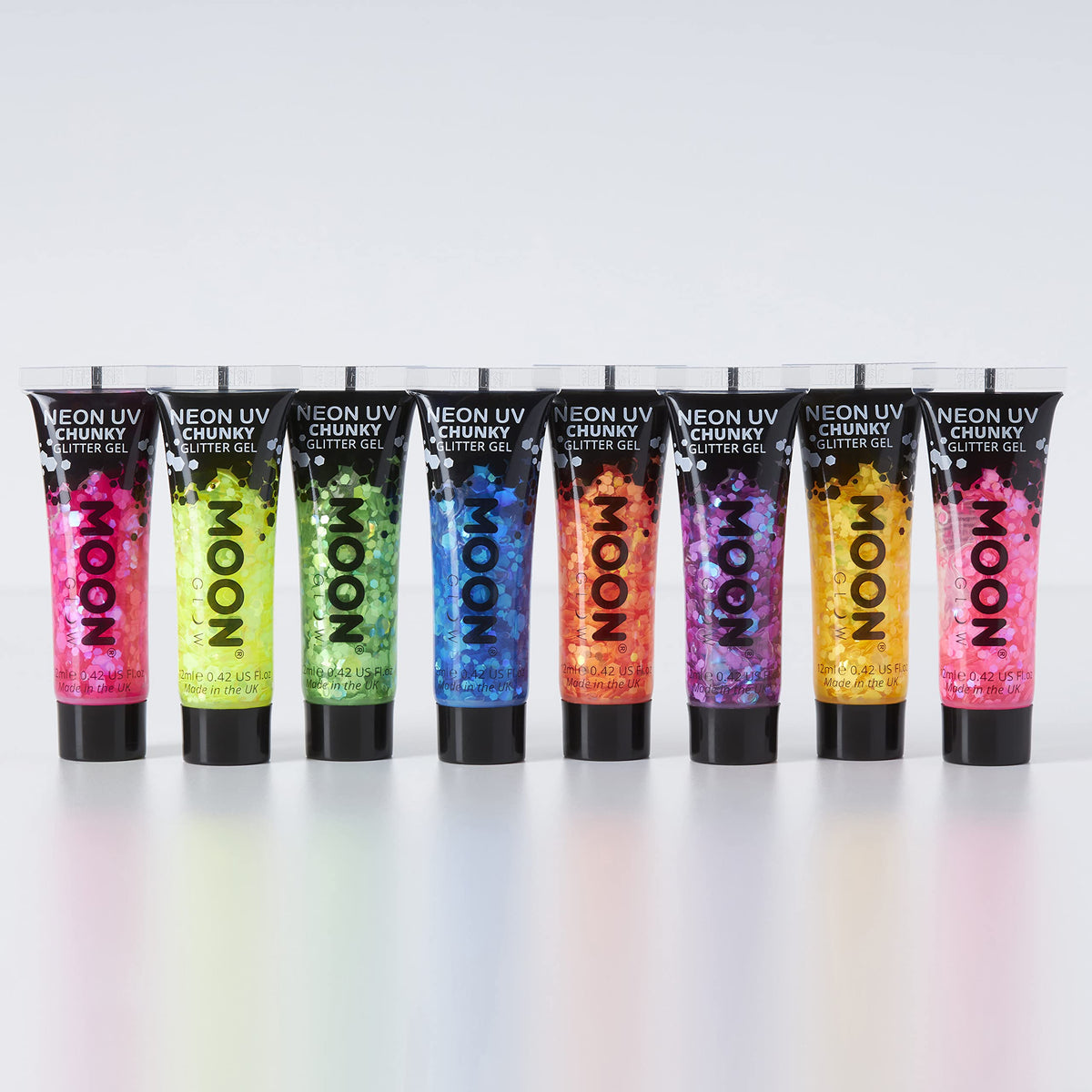 Moon Glow Neon UV Face & Body Chunky Glitter Gel - 12ml - Orange