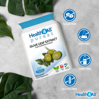 Health4All Olive Leaf Extract - 100mg Oleuropein Per Capsule | 180 Vegan Capsules (6 Month Supply) 20% Standardised 10:1 Extract from Wild European Leaves | No Additives | Immune & Heart Support