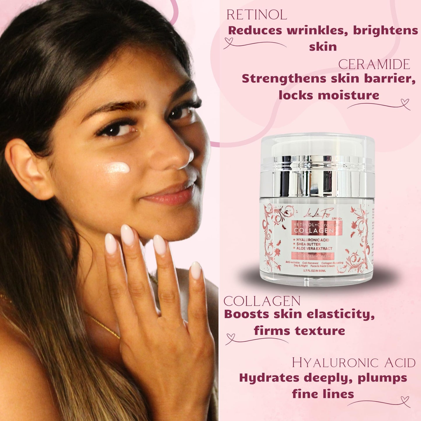 Retinol Moisturiser with SPF30 Most Powerful Anti-Aging Cream with Retinol, Hyaluronic Acid, Ceramide &Vitamin E, B5 for Face & Neck Deep Hydration Day&Night Wrinkle Reduction Liv La Fay Eternal Youth