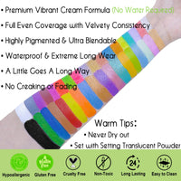CCbeauty Professional 36 Colours Face Paint Palette,Face Painting Kit,Neon Body Paint,Non-Toxic Oil Based SFX Makeup With Loose Powder,10 Brushes For Halloween Special Effects Costume Cosplay Makeup