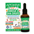 Omega 3 Vegan DHA Drops for Kids - 50mL - No Fishy Taste - Preservative Free and Sugar Free. Sustainable Algal Alternative to Fish Oil | APOKRA Kids