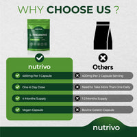 Nutrivo L Theanine 400mg | 120 Vegan Capsules - 4 Months Supply | Good Alternative to L-Theanine Powder, Gummies and Drops | UK Made L'Theanine Supplement
