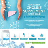 swiss bioenergetics Choline Bitartrate 730mg Daily Dose, 120 Vegan Choline Supplement Capsules - UK Made Support for Healthy Liver Function and Fat Metabolism