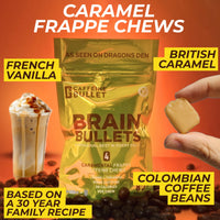 Caffeine Bullet 80mg Caffeine & 160mg L-Theanine Focus Enhancing Energy Chews – Neuroscience Backed Nootropic Stack, Mental Acuity & Cognitive Support | Caramel Frappe Flavor Brain Bullet, 1 Pack