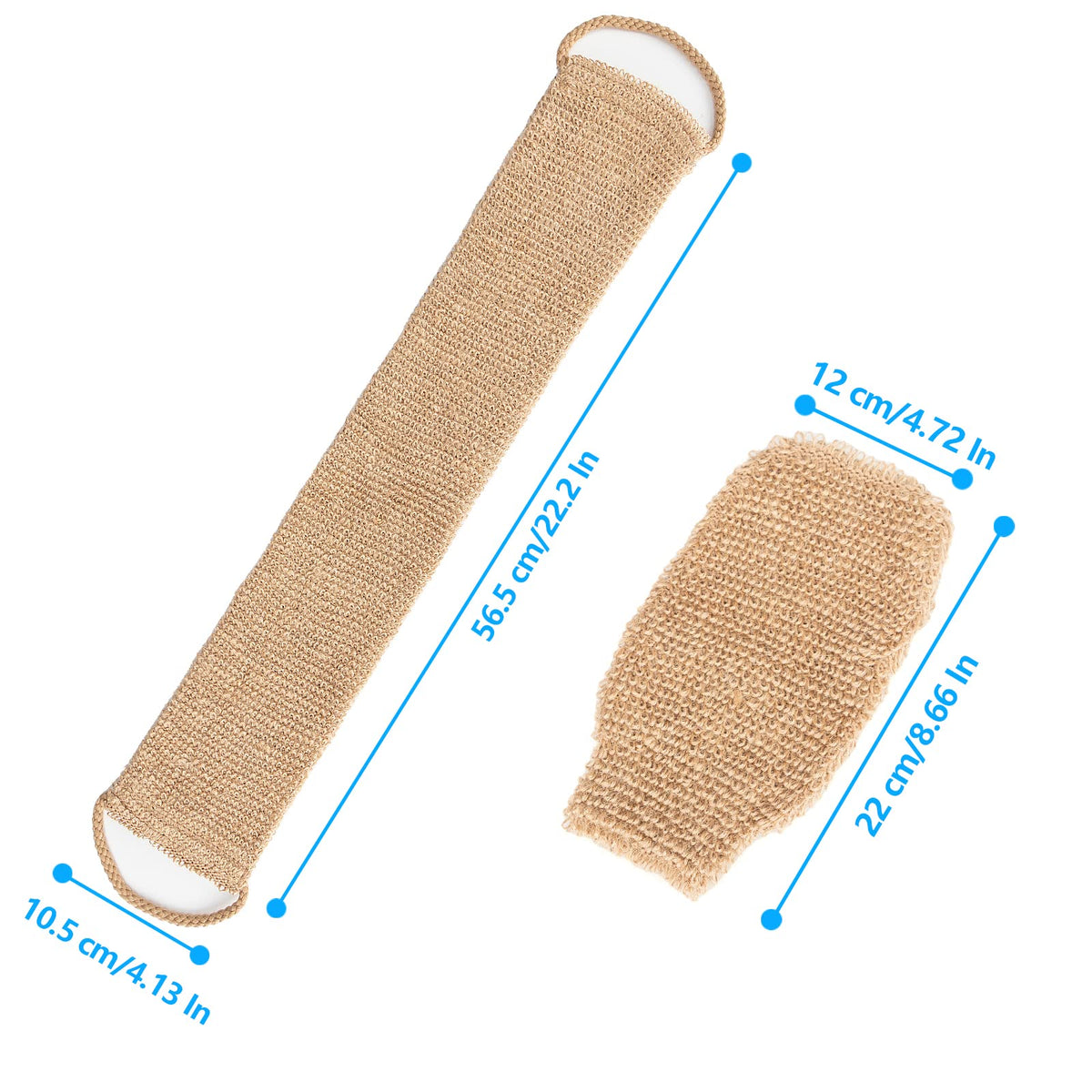 Generic Hemp Back Scrubber, 100% Natural Exfoliating Back Strap with Mitt,Durable Machine Washable,Exfoliating Loofah Back Scrubber with Handles for Shower Bath Men and Women