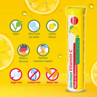 Vitamin C 180 mg - 2 x 20 effervescent Tablets - Lemon Flavor - T&D Pharma German Vitamin C - Made in Germany