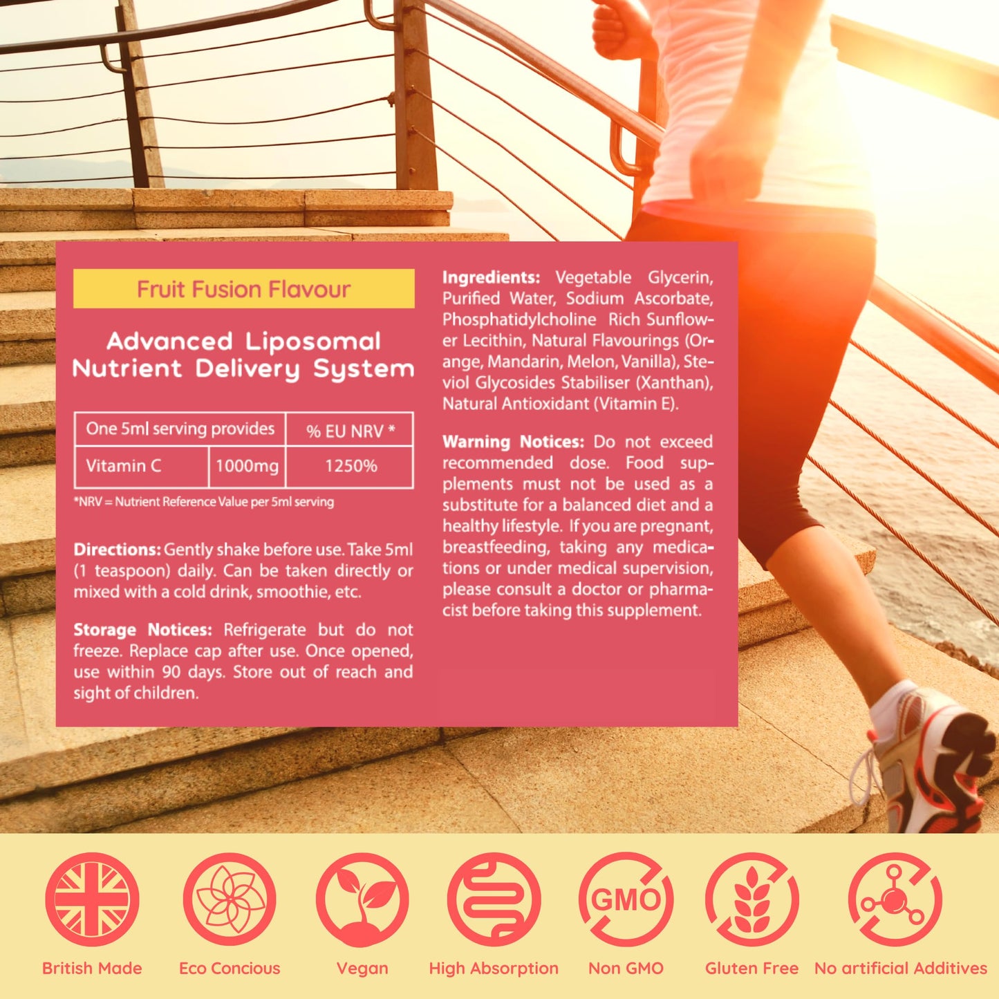 WELL ACTUALLY Liposomal Vitamin C 1000mg - High Bioavailability Powerful Liquid Vitamin C Supplement - Supports Immunity, Skin, Brain, Joints, Energy - Vegan (150ml - 30 Servings)