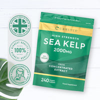 Sea Kelp Tablets 2000mg | 240 Vegan Tablets | High Strength Sea Kelp Supplements for Men & Women | by Carlyle