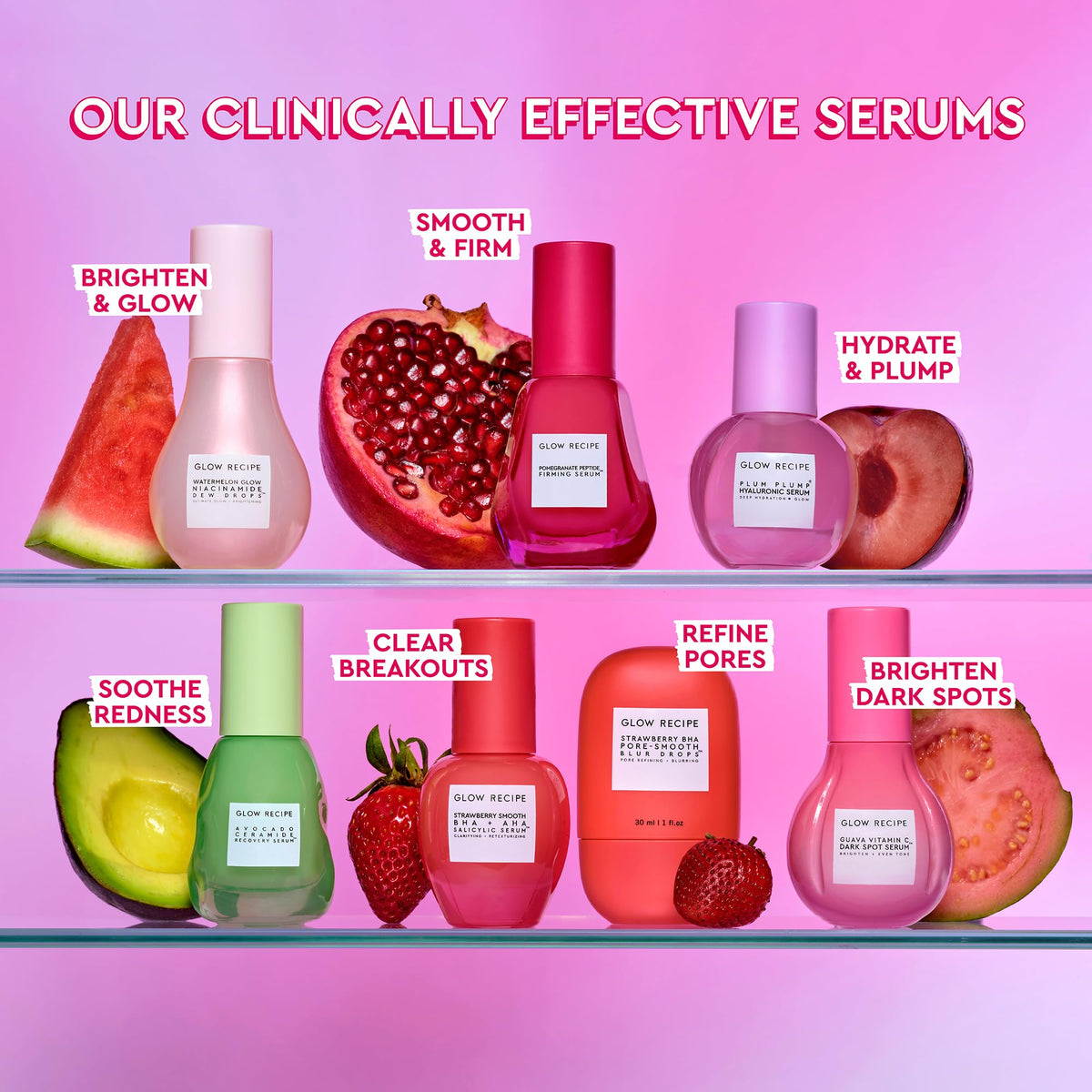 Glow Recipe Pomegranate Copper Peptides Face Serum - Face Firming Peptide Serum for Women & Men with Polypeptides + Hyaluronic Acid - Hydrating & Plumping Facial Serum for Smoothing Fine Lines (30ml)