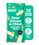 BRAVE Crunchy Peas: Sour Cream and Chive - Delicious Healthy Snacks - Vegan - High in Plant Protein & Fibre - Low Calorie - Plant-Based - No Sugar - Box of 12 Packs (35g Each)