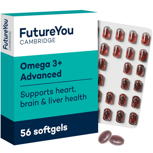 FutureYou Omega 3+ Advanced Krill Oil Capsules – 28 Day Supply, 56 Softgels - High Strength Omega 3 Capsules High Strength for Brain Energy – Focus Supplement with DHA to Support Liver, Brain & Heart Health