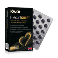 kwai Kwai Heartcare+ Black Garlic 450mg Tablets – 100 Tablets (Pack of 1) – with Vitamin B1 to Support Normal Heart Function – Odourless Fermented Garlic Rich in Antioxidants