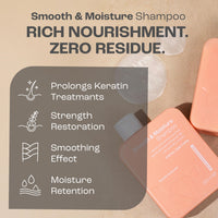 Keratin Revolution Smooth & Moisture Shampoo 300ml - Hydrating Hair Cleanser with Keratin for Gentle Frizz Control - Softness, Shine & Strength - Ideal for Dry, Damaged, Treated Hair