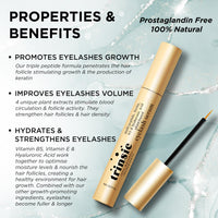 Trinsic Natural Lash Serum - Rapid Growth with Multi-Peptide, Biotin & Hyaluronic Acid - Enhancing & Conditioning Eyelash Serum for Thicker, Longer & Healthier Lashes - Gentle & Safe Advanced Formula