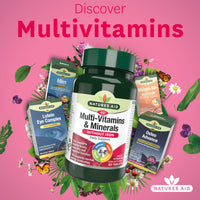 Natures Aid Multi-Vitamins and Minerals 60 Tablets (Without Iron, One-a-Day Multi-Vitamin and Mineral Formula, Supports Immune, Energy, Brain and Bone Health, Vegan Society Approved, Made in the UK)