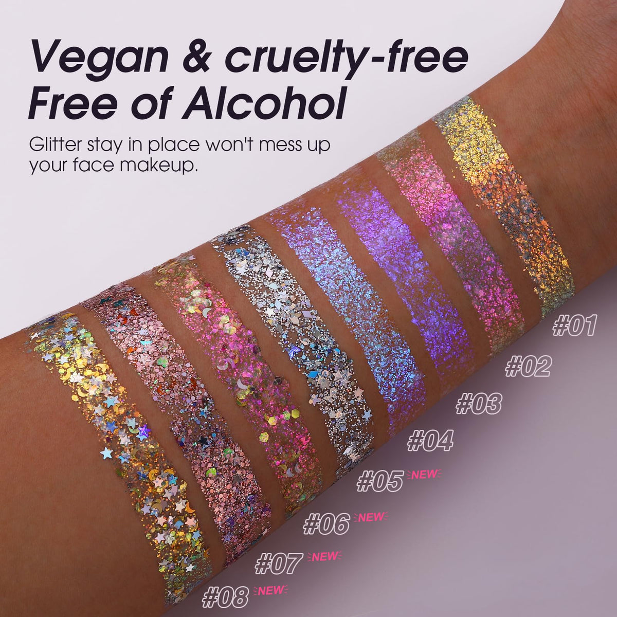 LANGMANNI Holographic Body Glitter Gel for Body, Face, Hair and Lip.Color Changing Glitter Gel Under Light. Vegan & Cruelty Free-1.35 oz (5# Silver Fantasy)