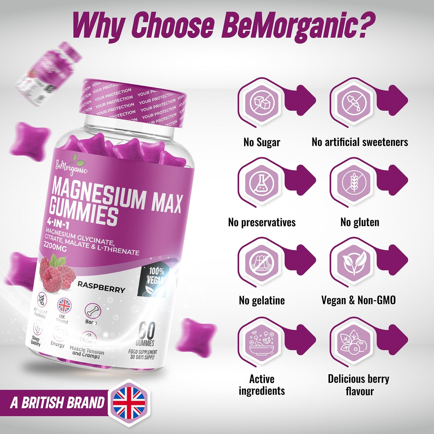 BeMorganic Organic Gummies (Magnesium Gummies)