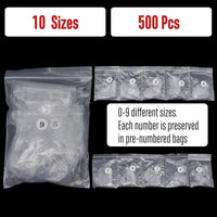 NOVO OVO 500 pcs Extra Long Curved Stiletto Nail Tips, XXL 2XL Sharp False Nails Extension for Acrylic, Clear Hawk Curve Eagle Claw Half Cover Gel x 10 Sizes Bag Packaging for Salon