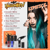 Allony Halloween Lipstick, Black/white/Red/Blue Lipstick Halloween, Goth Makeup Set, Black Lipstick Matte, Matte Lip Gloss Set for Halloween, Christmas, Dance Drama, Parties